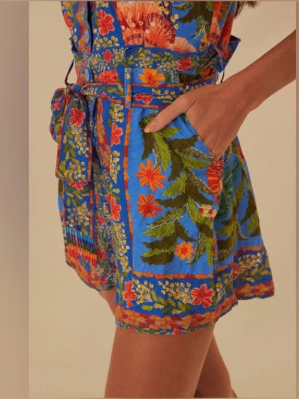 FARM Rio Stitched Garden Blue Romper NEVER WORN - Picture 4 of 9